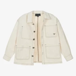 Emporio Armani Boys Ivory Cotton Twill Jacket Clearance