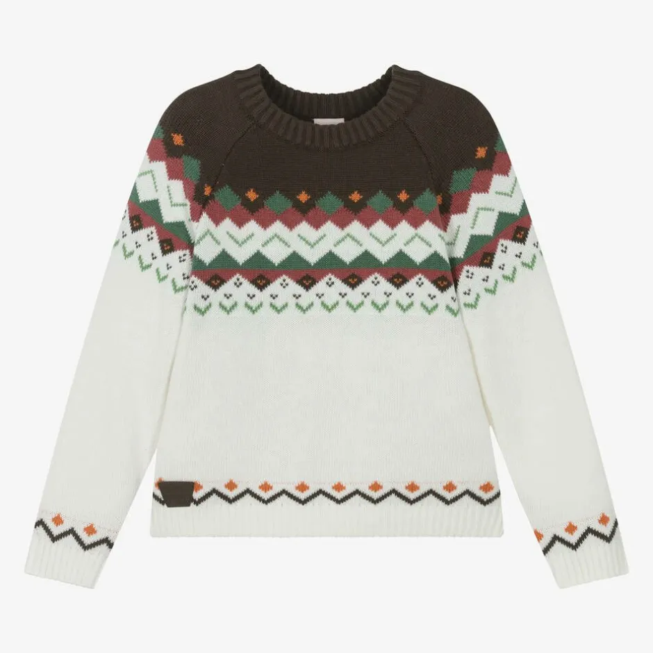 Boboli Boys Ivory Fair Isle Knitted Sweater Sale