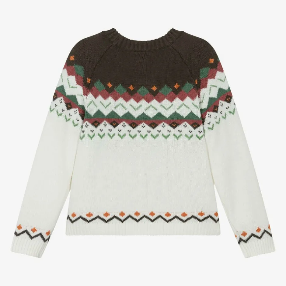 Boboli Boys Ivory Fair Isle Knitted Sweater Sale