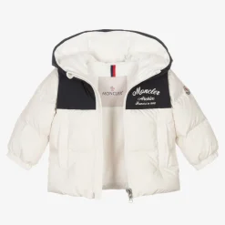 Moncler Enfant Boys Ivory Hooded Joe Down Coat Clearance