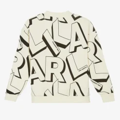 KARL LAGERFELD KIDS Boys Ivory Organic Cotton Sweatshirt New