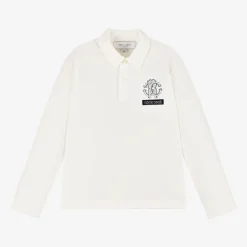 Roberto Cavalli Boys Ivory RC Monogram Cotton Polo Shirt Online