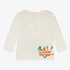 Carrément Beau Boys Ivory Tractor Print Organic Cotton Top Outlet