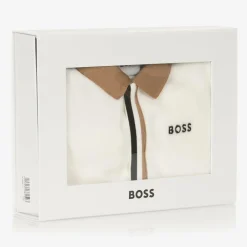 BOSS Boys Ivory Velour Babygrow Outlet