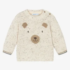 Mayoral Boys Ivory Wool Knit Bear Sweater Clearance