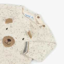 Mayoral Boys Ivory Wool Knit Bear Sweater Clearance