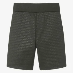 Emporio Armani Boys Khaki Green Cotton Jersey Shorts Clearance