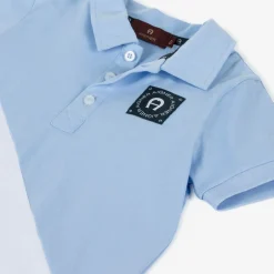 AIGNER Boys Light Blue Cotton Polo Shirt New