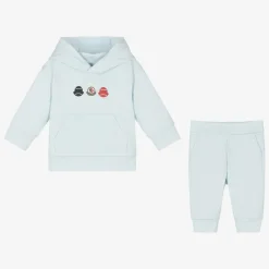 Moncler Enfant Boys Light Blue Cotton Tracksuit Hot