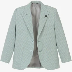 Beau KiD Boys Mint Blue Cotton Stripe Shorts Suit Clearance