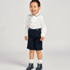 Ancar Boys Navy Blue & White Cotton Buster Suit Best