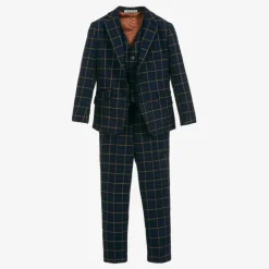 Romano Boys Navy Blue Check Suit Sale