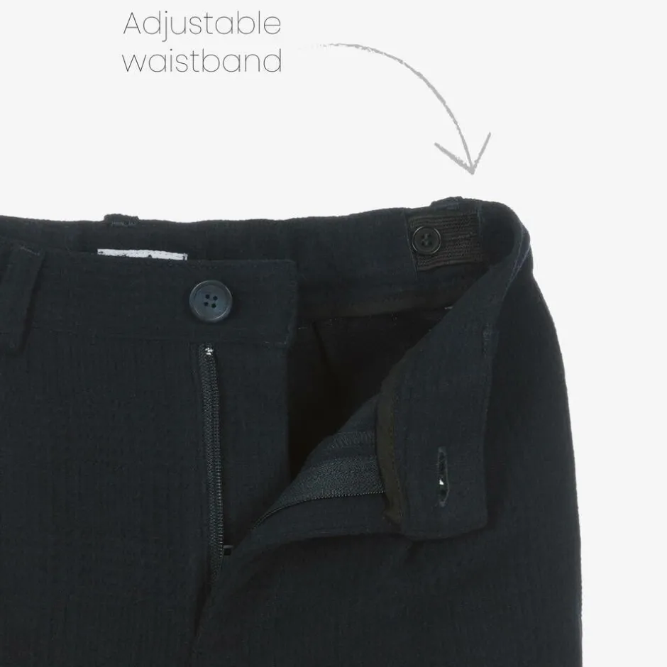 Il Gufo Boys Navy Blue Check Trousers Sale