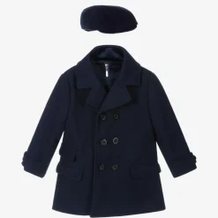 Beau KiD Boys Navy Blue Coat & Hat Set Discount