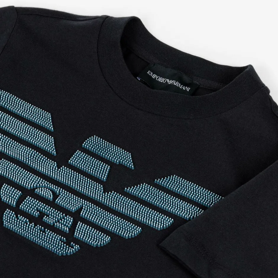 Emporio Armani Boys Navy Blue Cotton Eagle T-Shirt Clearance