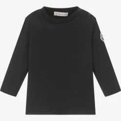 Moncler Enfant Boys Navy Blue Cotton Embossed Top Hot