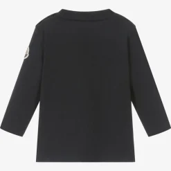 Moncler Enfant Boys Navy Blue Cotton Embossed Top Hot