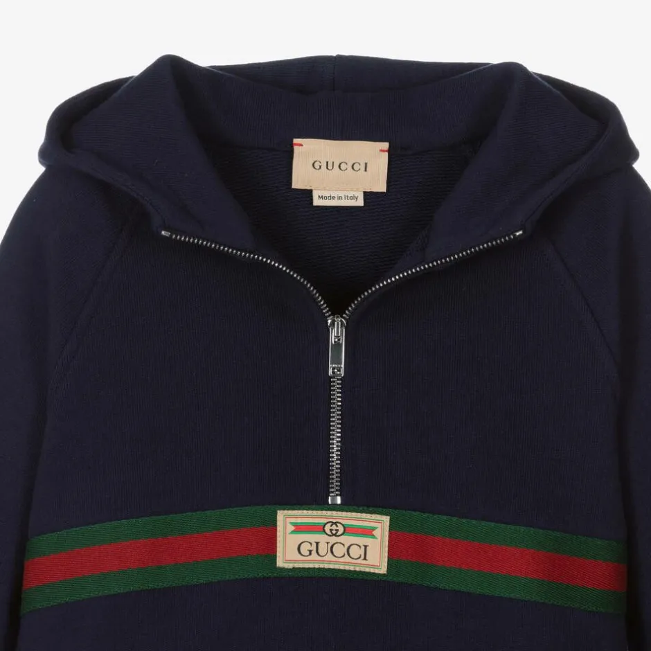 Gucci Boys Navy Blue Cotton Hoodie Best