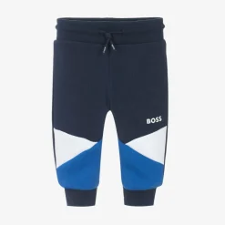 BOSS Boys Navy Blue Cotton Joggers Outlet