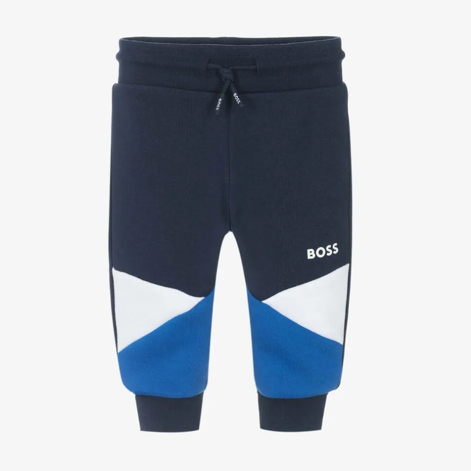 BOSS Boys Navy Blue Cotton Joggers Outlet