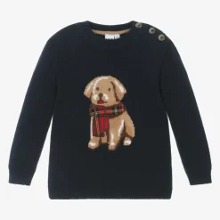 iDO Baby Boys Navy Blue Cotton Knit Sweater Clearance