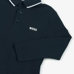 BOSS Boys Navy Blue Cotton Polo Shirt Online