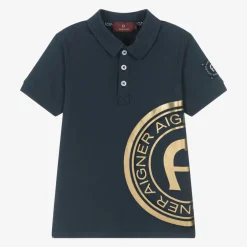 AIGNER Boys Navy Blue Cotton Polo Shirt