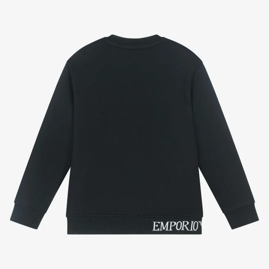 Emporio Armani Boys Navy Blue Cotton Sweatshirt