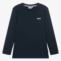 BOSS Boys Navy Blue Cotton Top Outlet