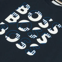 BOSS Boys Navy Blue Cotton T-Shirt Discount