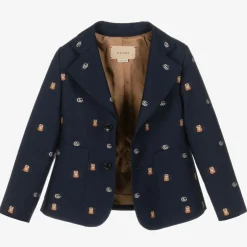 Gucci Boys Navy Blue Double G Wool Blazer Sale