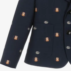 Gucci Boys Navy Blue Double G Wool Blazer Sale