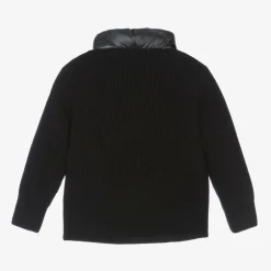 Moncler Enfant Boys Navy Blue Down Padded Knit Cardigan Discount