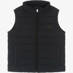 Emporio Armani Boys Navy Blue Down Padded Eagle Gilet Online
