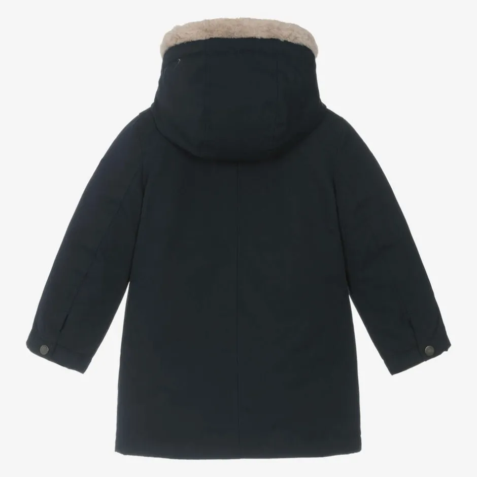 Guess Boys Navy Blue Down-Filled Parka Coat Sale