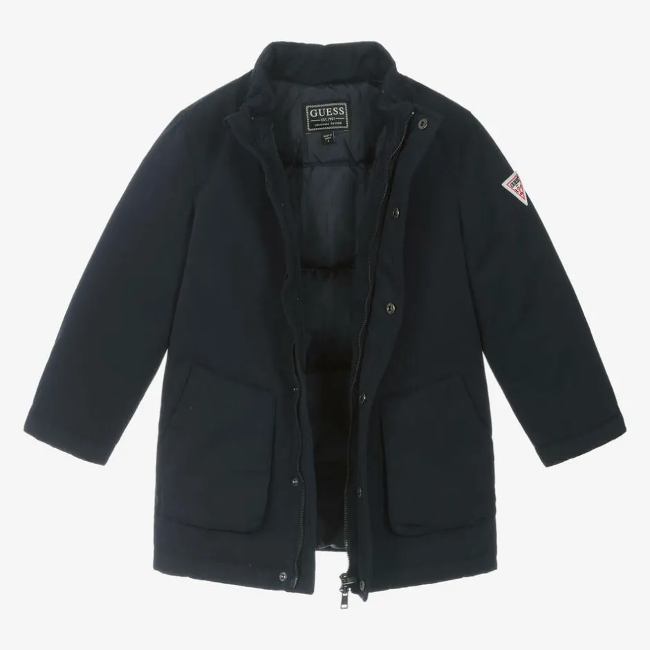 Guess Boys Navy Blue Down-Filled Parka Coat Sale
