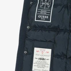 Guess Boys Navy Blue Down-Filled Parka Coat Outlet
