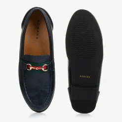 Romano Boys Navy Blue Horsebit Loafers Best