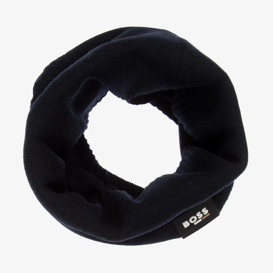 BOSS Boys Navy Blue Knitted Snood New