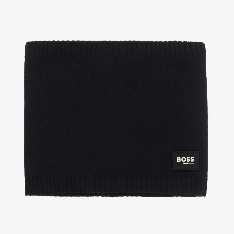 BOSS Boys Navy Blue Knitted Snood New