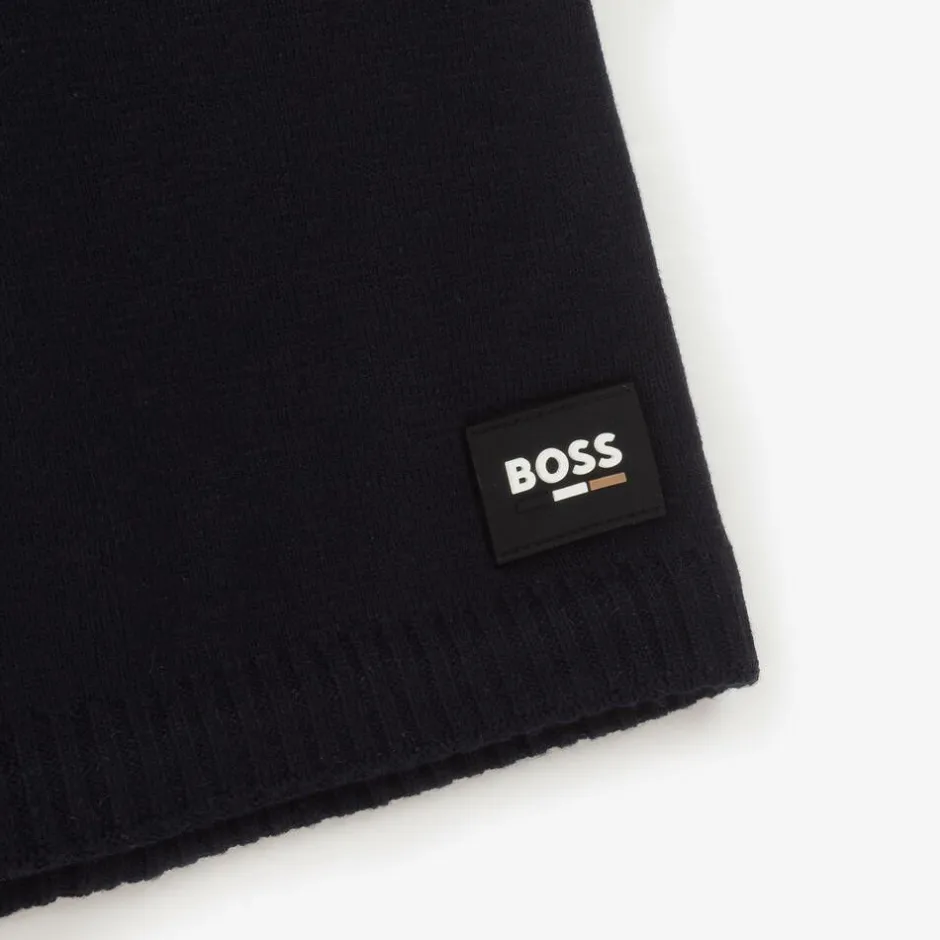 BOSS Boys Navy Blue Knitted Snood New