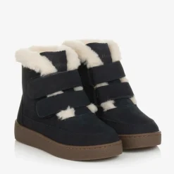 Donsje Boys Blue Leather Boots Navy Discount