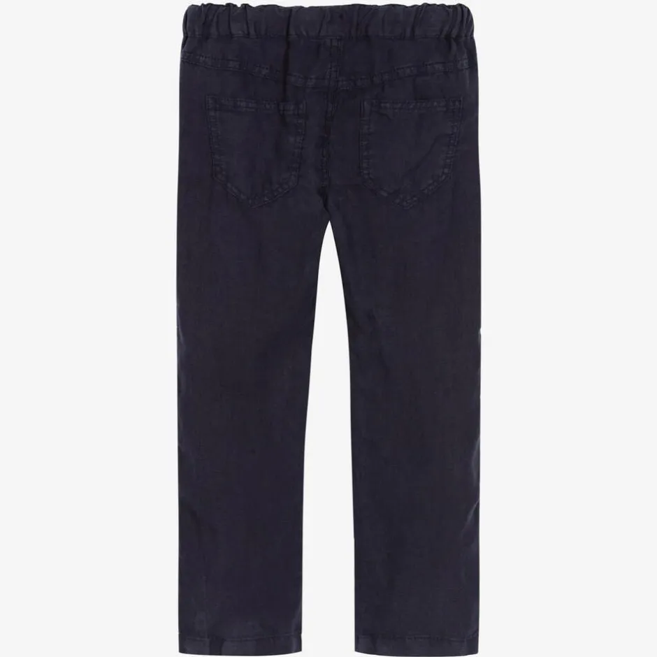 Il Gufo Boys Navy Blue Linen Trousers