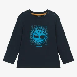 Timberland Boys Navy Blue Logo Print Top Outlet
