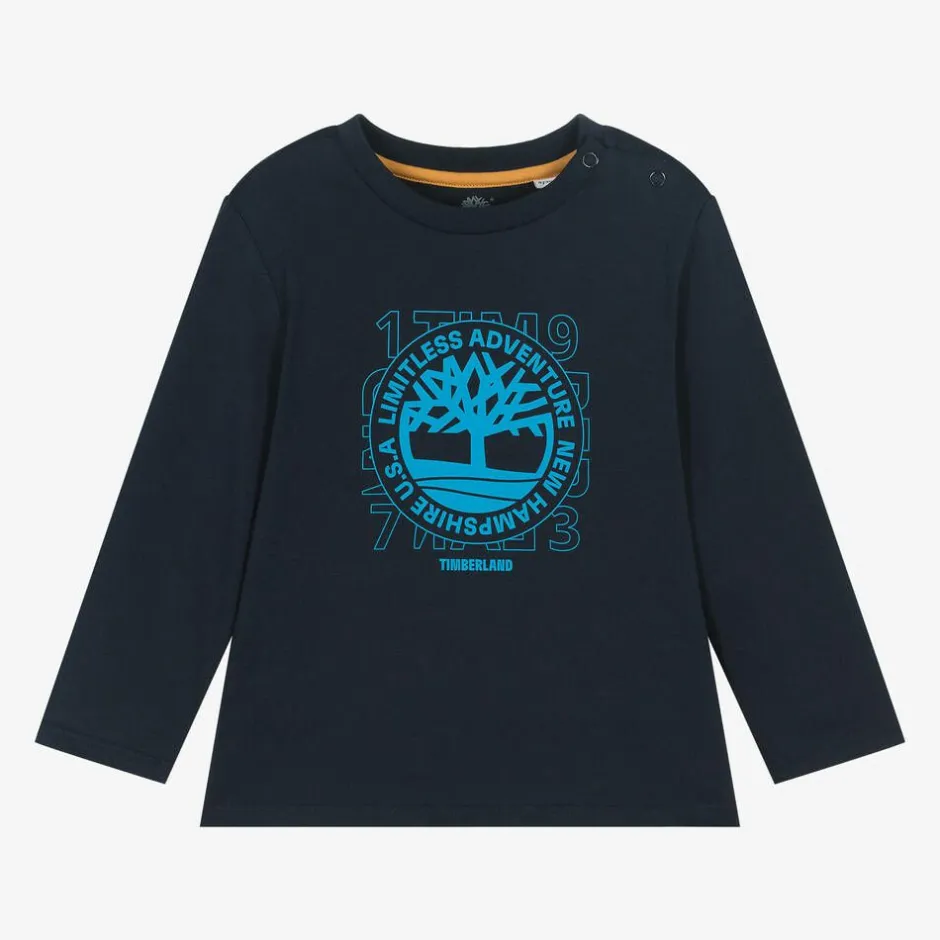 Timberland Boys Navy Blue Logo Print Top Outlet