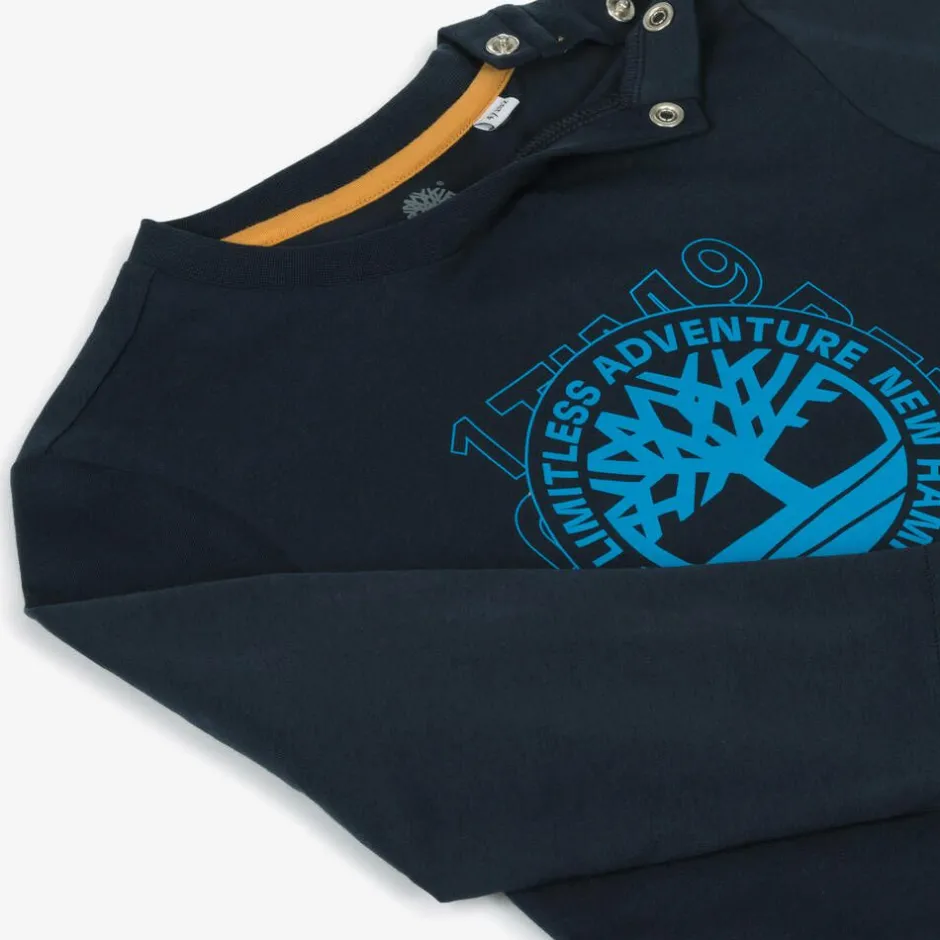Timberland Boys Navy Blue Logo Print Top Outlet