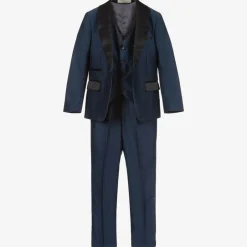Romano Boys Navy Blue Satin Suit Discount