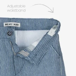 Beau KiD Boys Navy Blue Stripe Cotton Shorts Suit Online