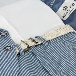 Beau KiD Boys Navy Blue Stripe Cotton Shorts Suit Online