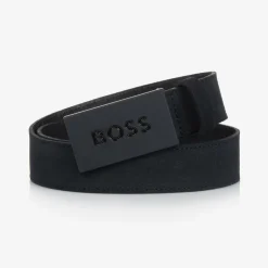 BOSS Boys Navy Blue Suede Leather Belt Hot